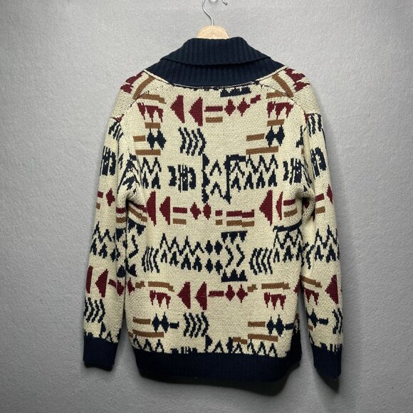 Alice Moon Vintage-Inspired Aztec Patterned Shawl Collar Cardigan Sweater S - Picture 4 of 5